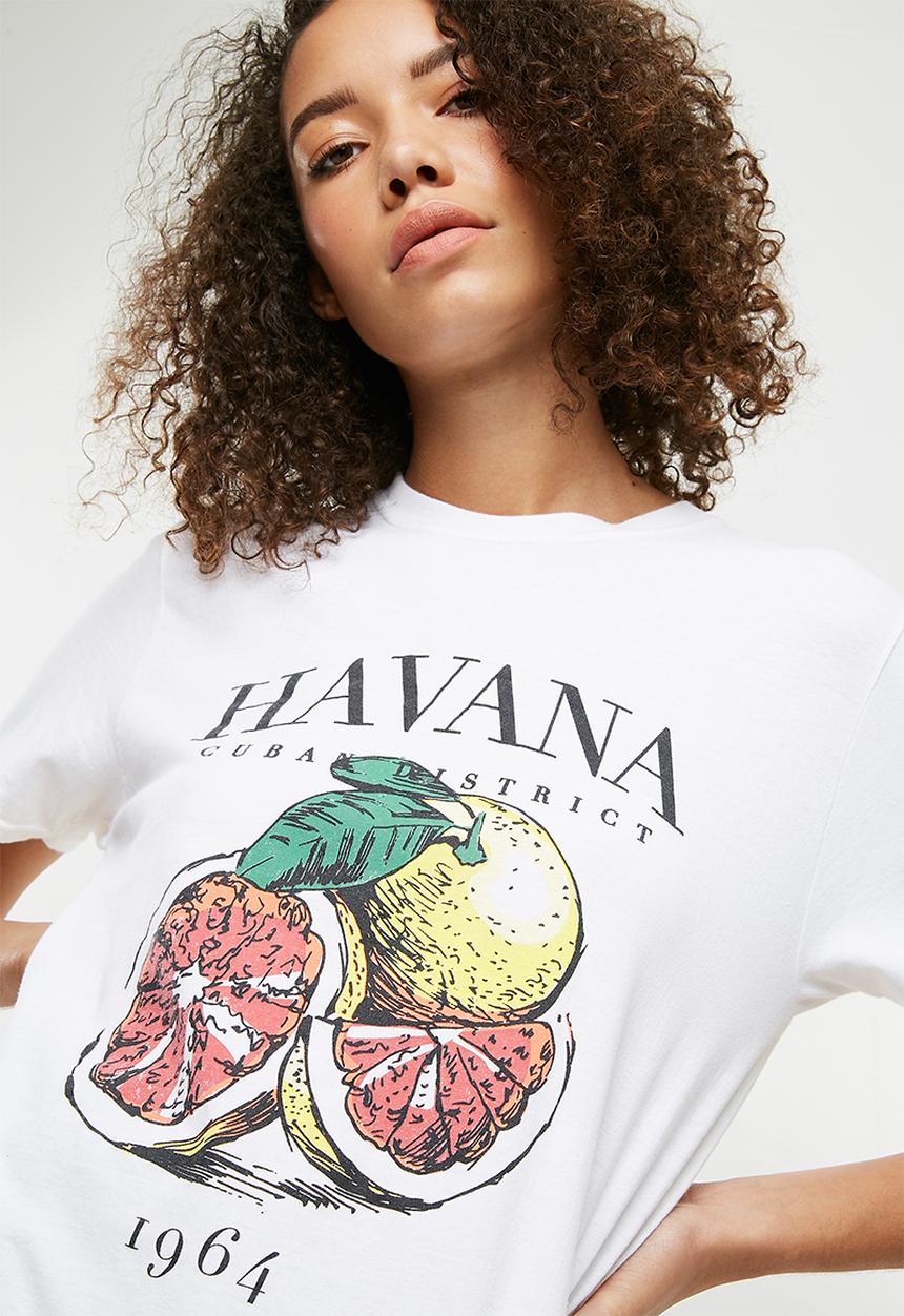Missguided - Havana washed graphic t-shirt - white 