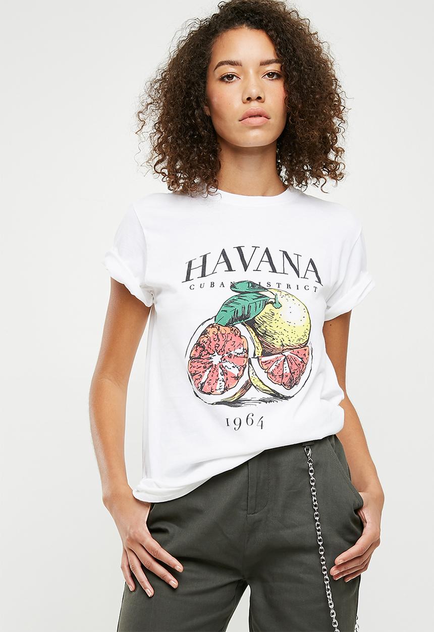 Missguided - Havana washed graphic t-shirt - white 