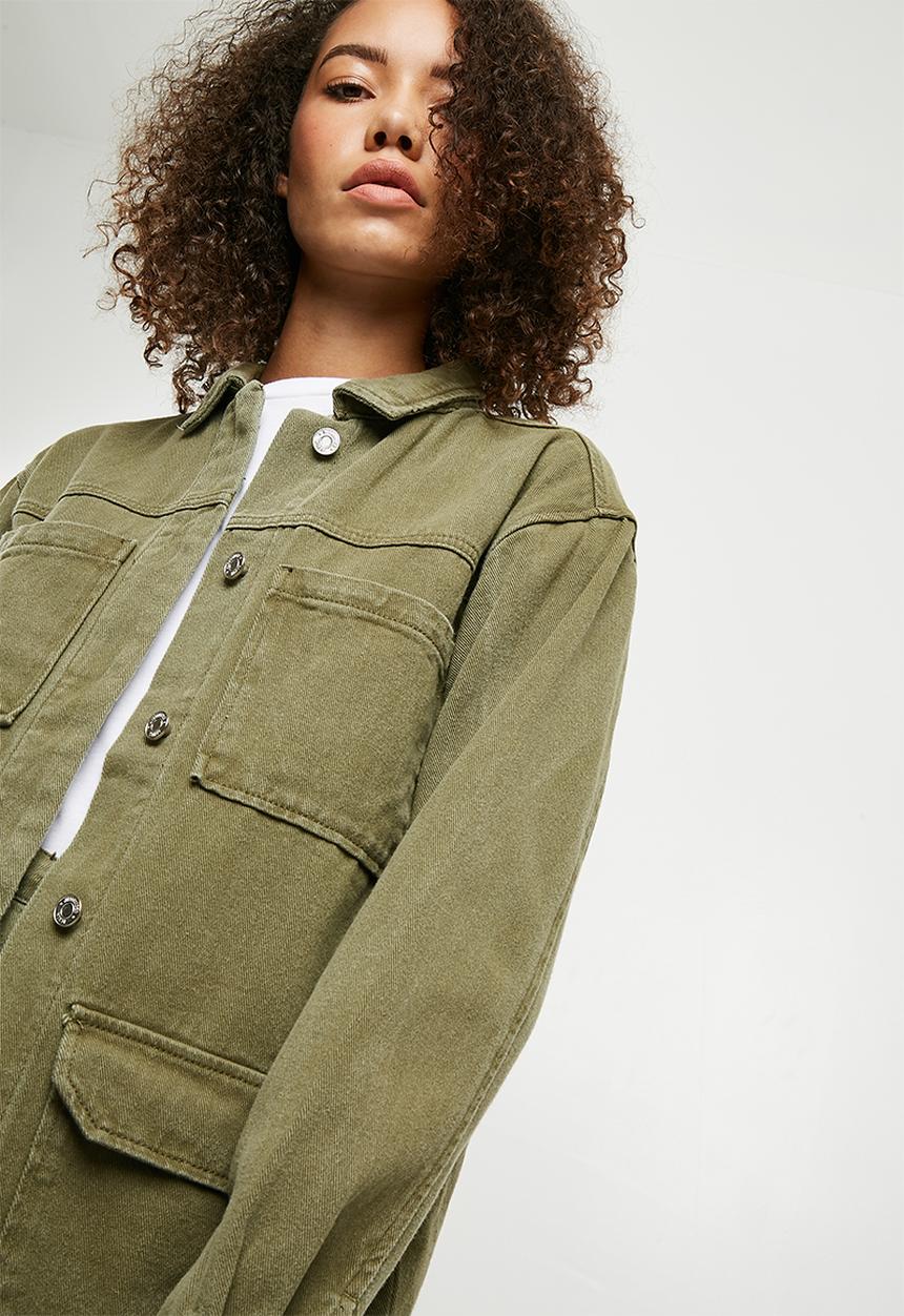 Missguided - Denim utility jacket - green 