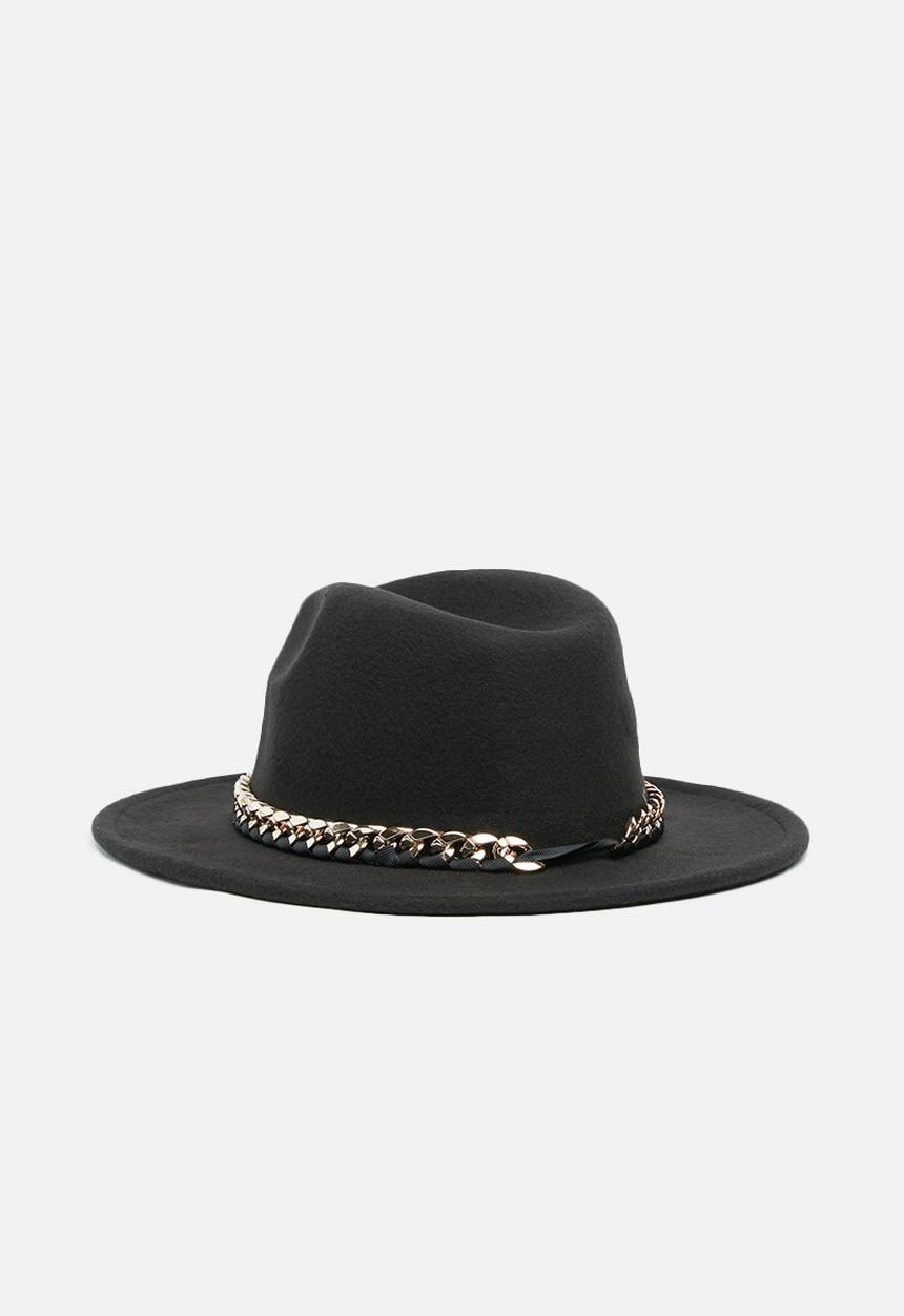 Missguided - Chain trim fedora - black