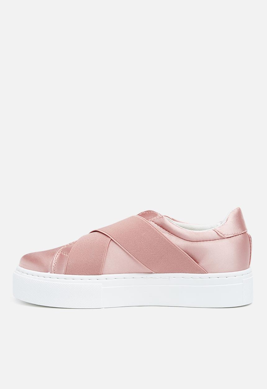 Missguided - Cross strap elastic flatform trainer - pink 