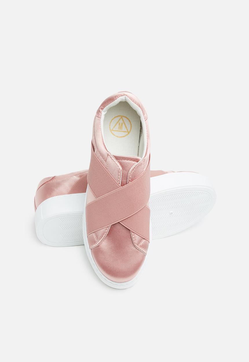 Missguided - Cross strap elastic flatform trainer - pink 