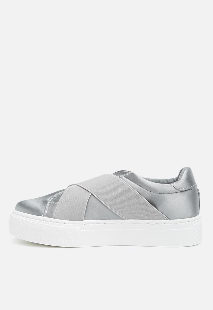 Missguided - Cross strap elastic flatform trainer - grey 