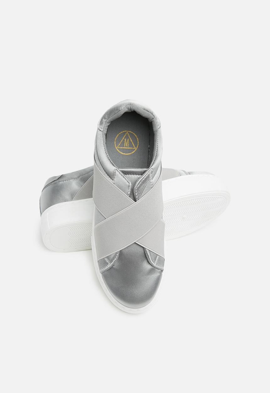 Missguided - Cross strap elastic flatform trainer - grey 