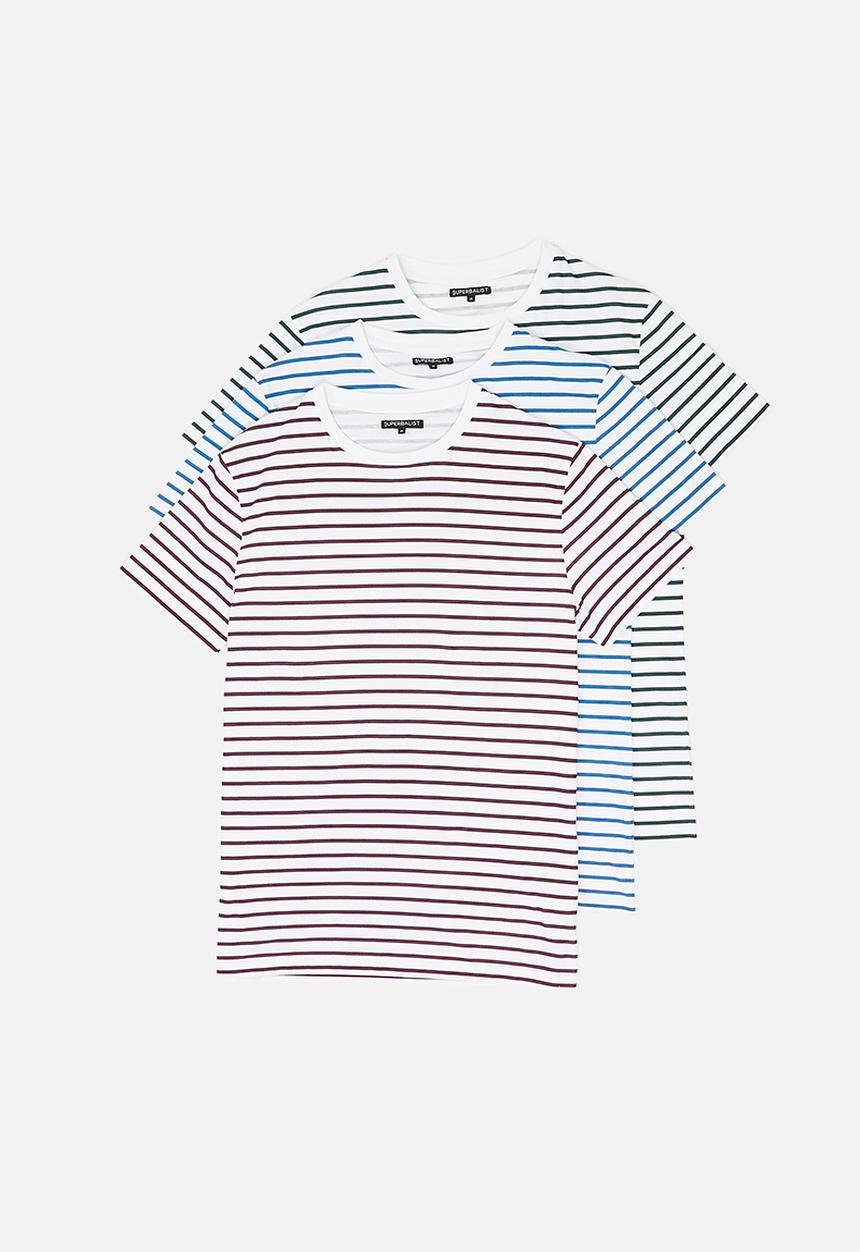 Superbalist - Stripe crew neck tee 3 pack - multi