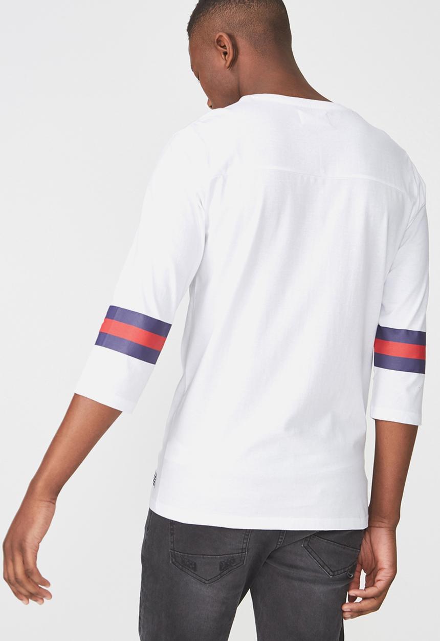 Cotton On - Tbar 3/4 baseball tee - white & navy