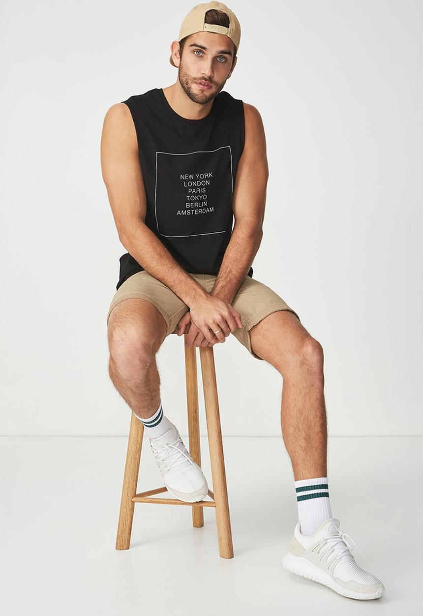 Cotton On - Tbar muscle tee - black
