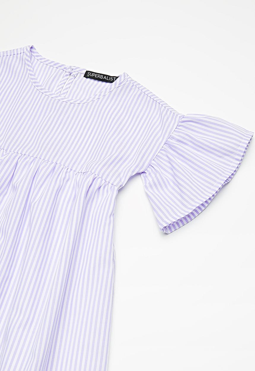Superbalist - Fluted sleeve dress - purple & white 