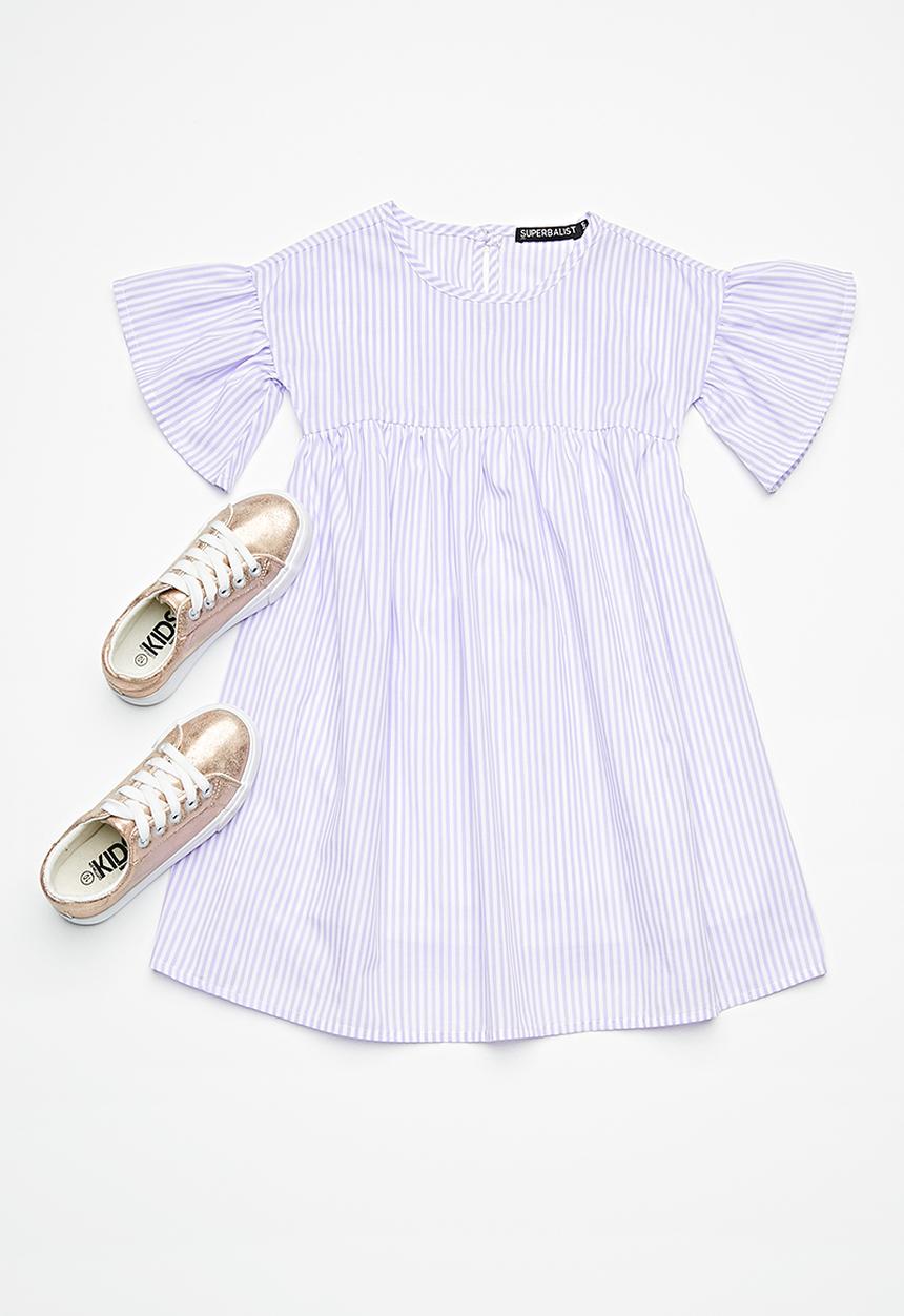 Superbalist - Fluted sleeve dress - purple & white 