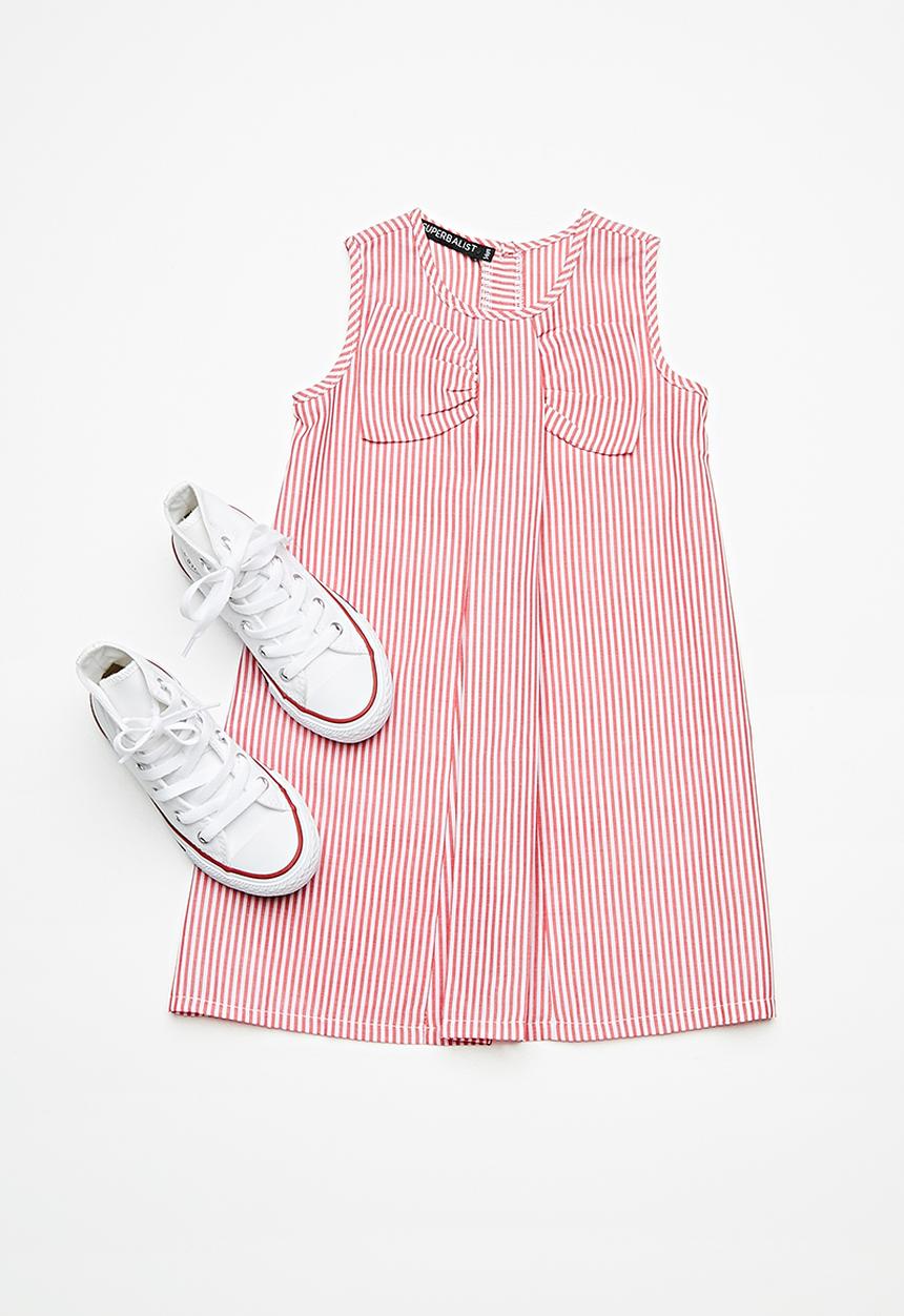 Superbalist - Bow shift dress - red & white