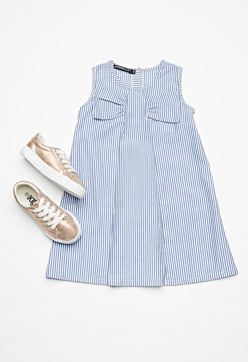 Superbalist - Bow shift dress - blue & white 