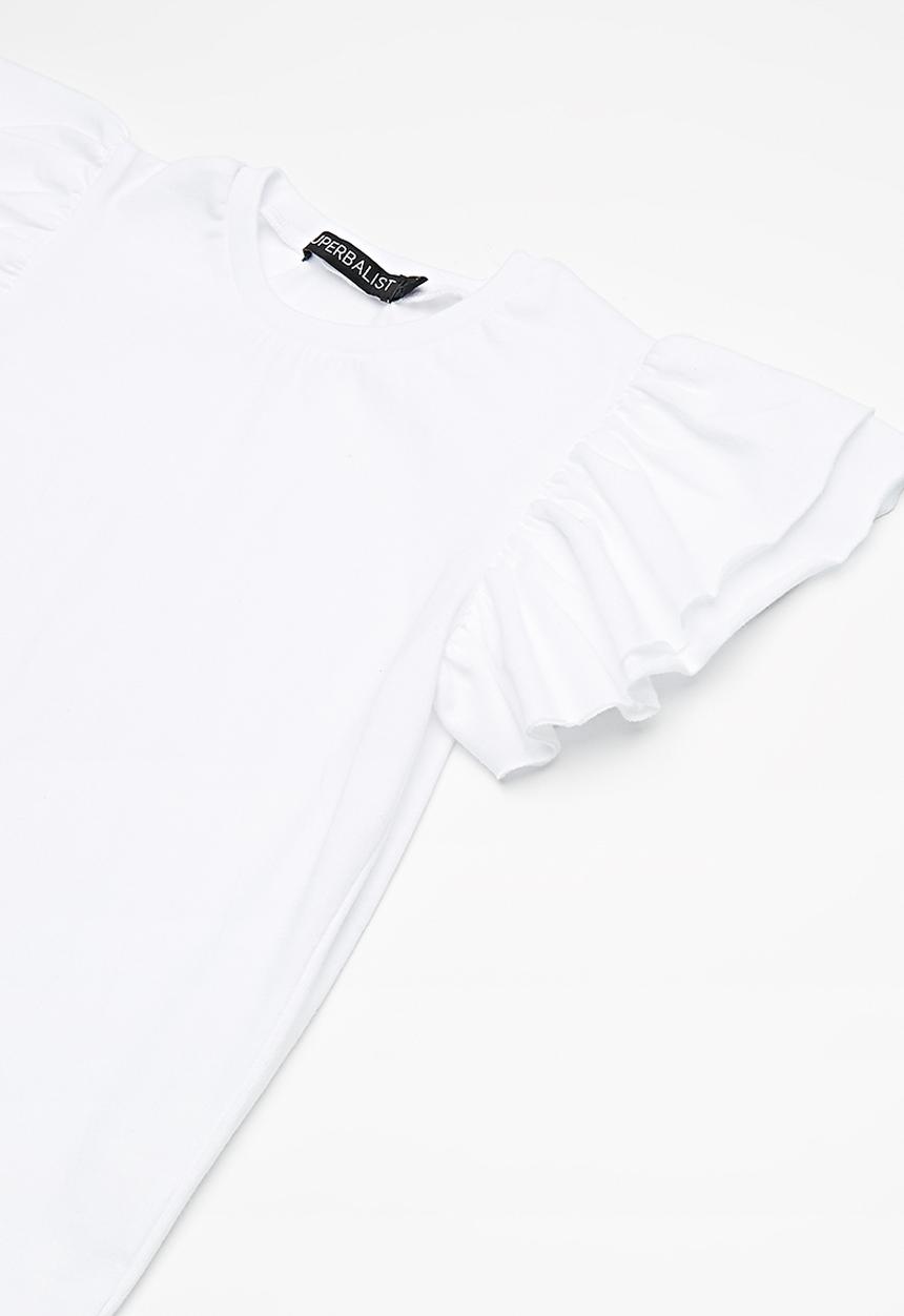 Superbalist - Kids girls ruffle sleeve top - white