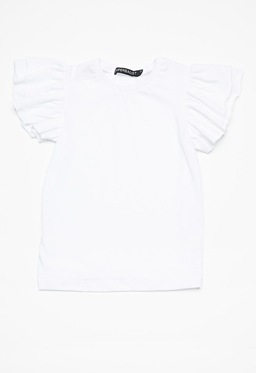 Superbalist - Kids girls ruffle sleeve top - white