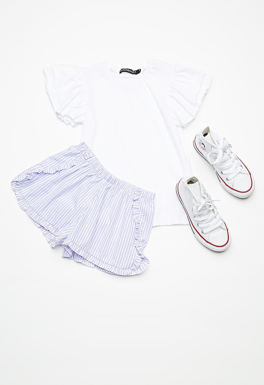 Superbalist - Kids girls ruffle sleeve top - white