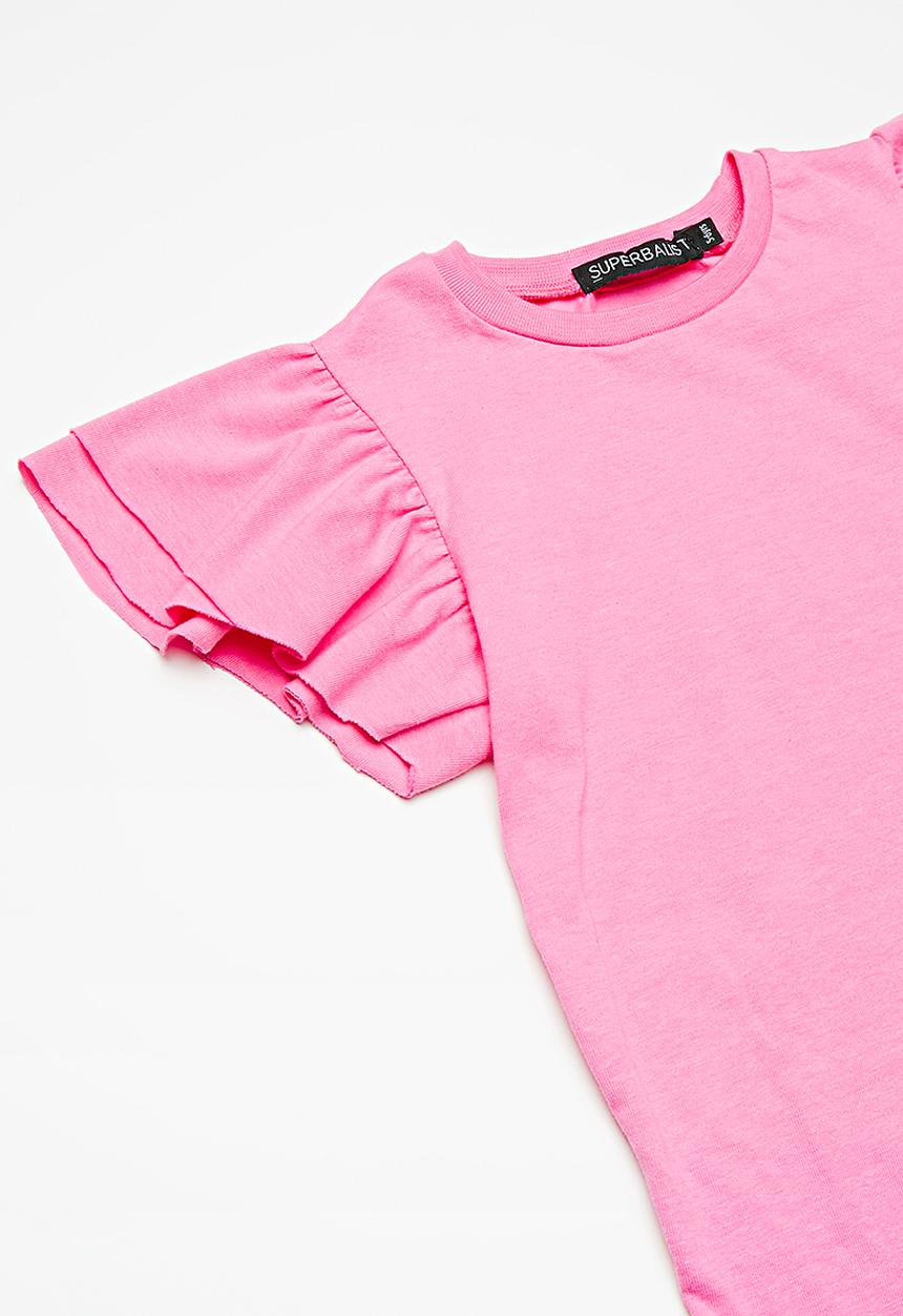 Superbalist - Kids girls ruffle sleeve top - pink 
