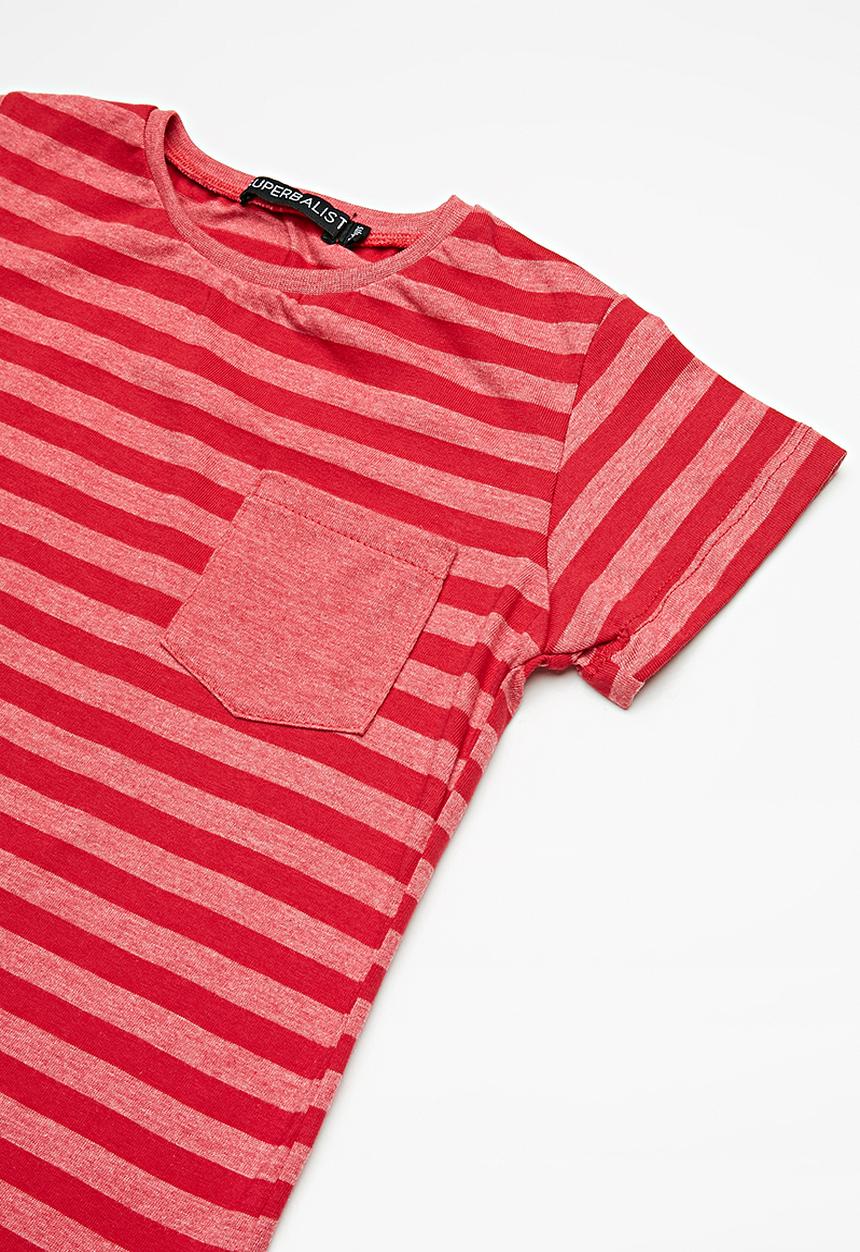 Superbalist - Kids boys striped crew neck tee - red 