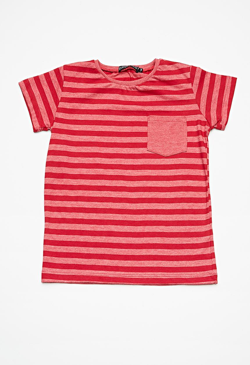 Superbalist - Kids boys striped crew neck tee - red 