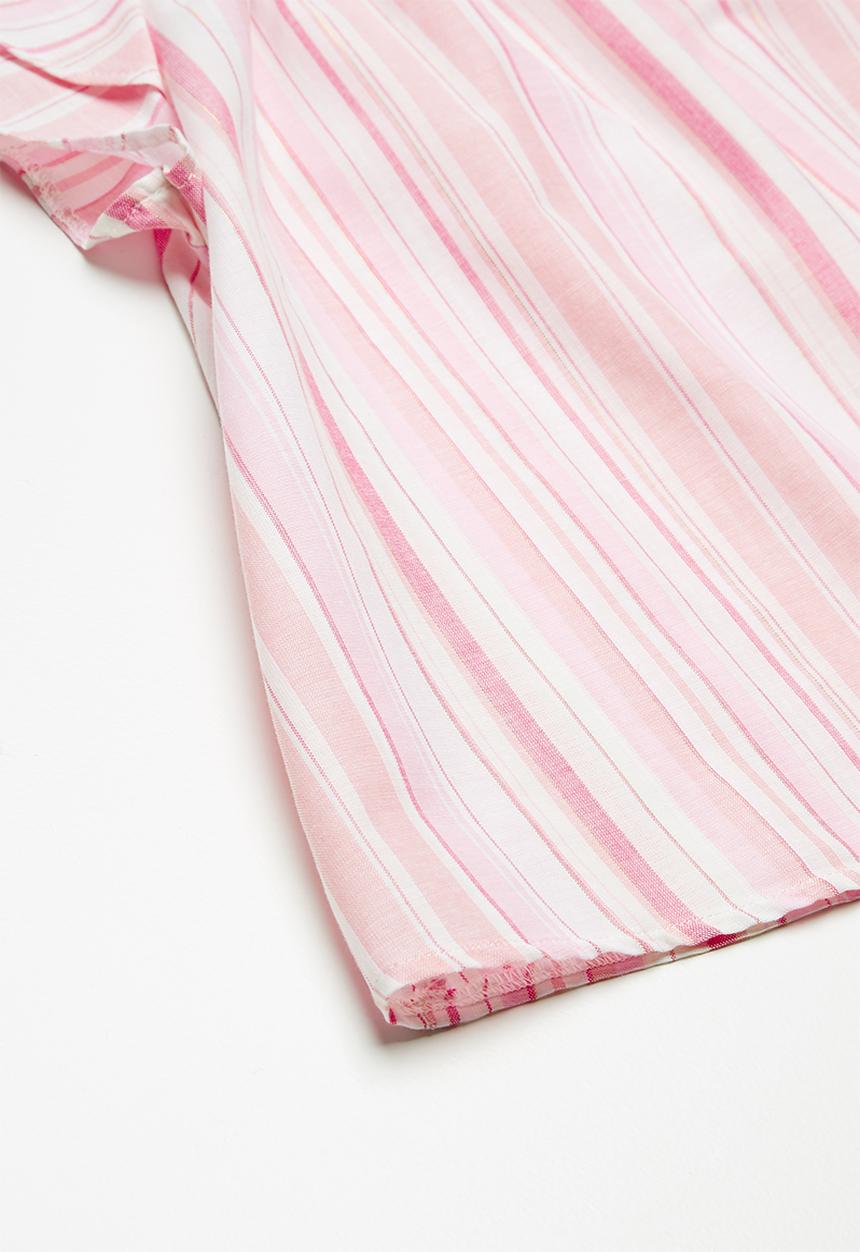 Superbalist - Kids girls ruffle sleeve blouse - pink stripe