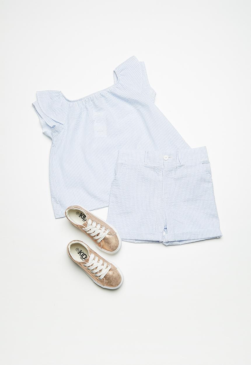 Superbalist - Pocket chino long shorts - blue & white