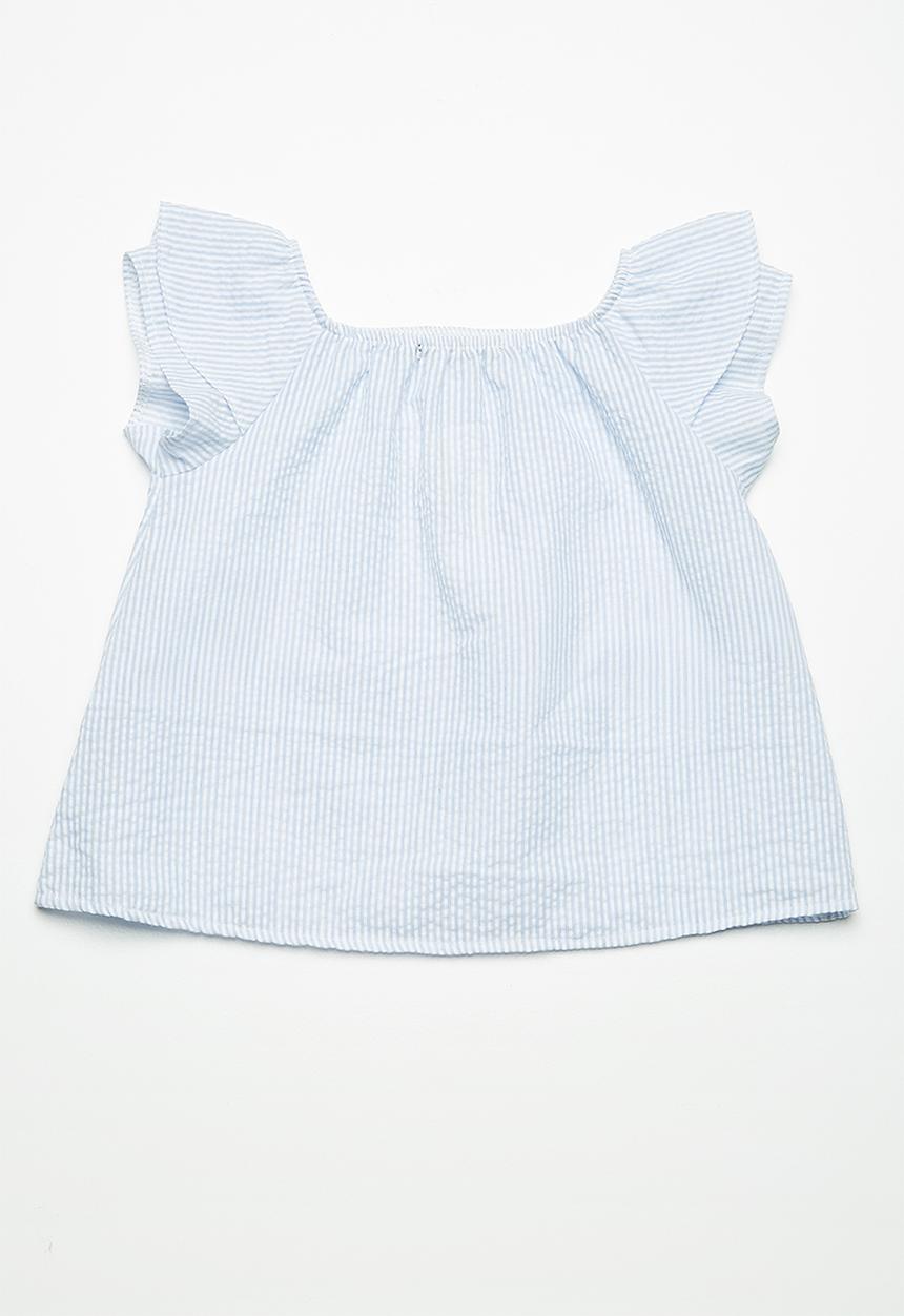 Superbalist - Ruffle sleeve blouse -white & blue