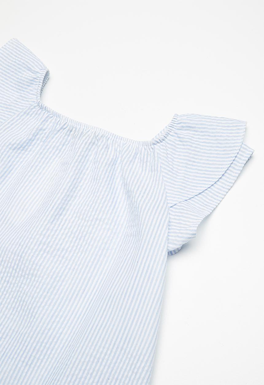 Superbalist - Ruffle sleeve blouse -white & blue