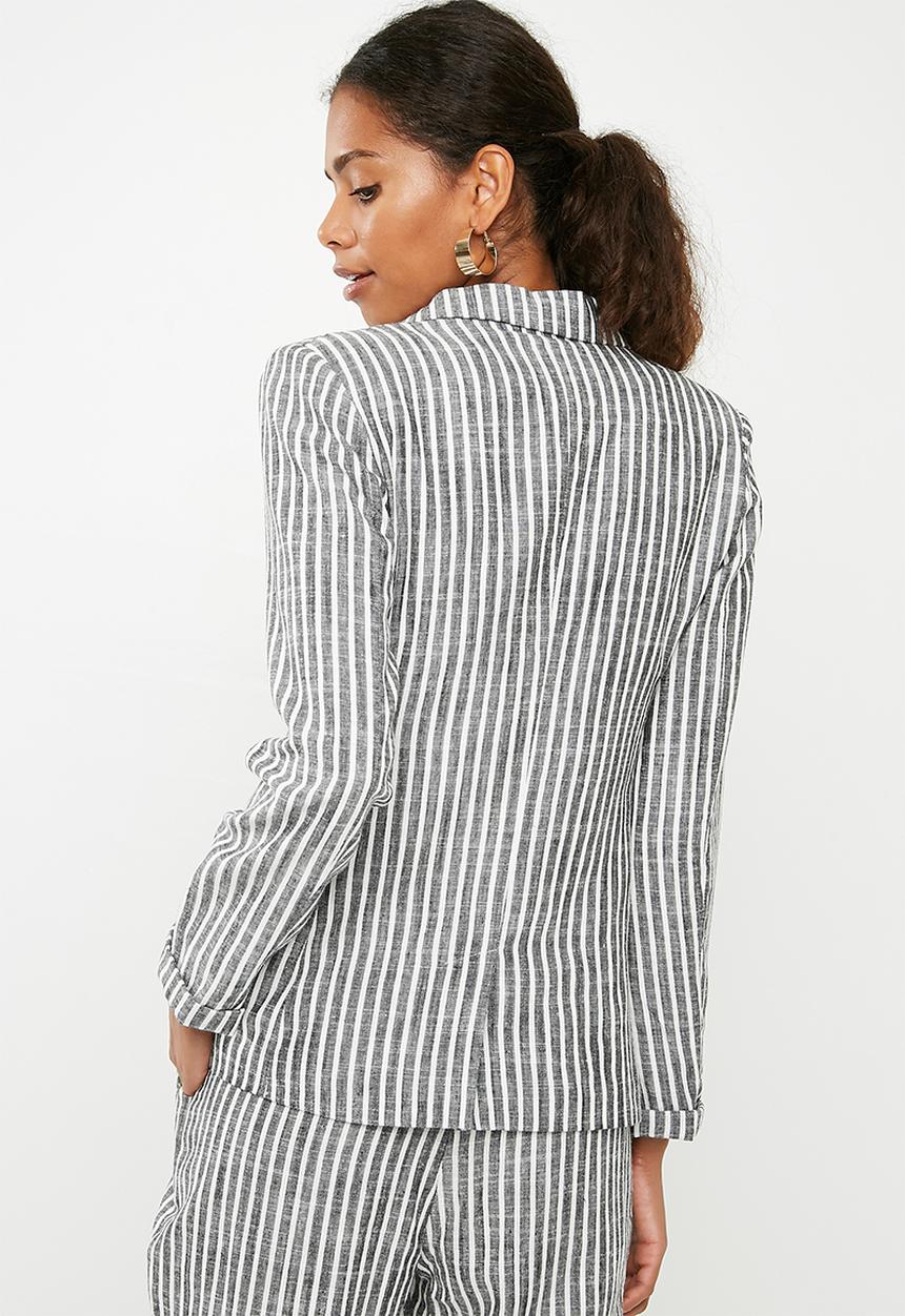 Superbalist - Linen blend suit blazer  - charcoal & white 