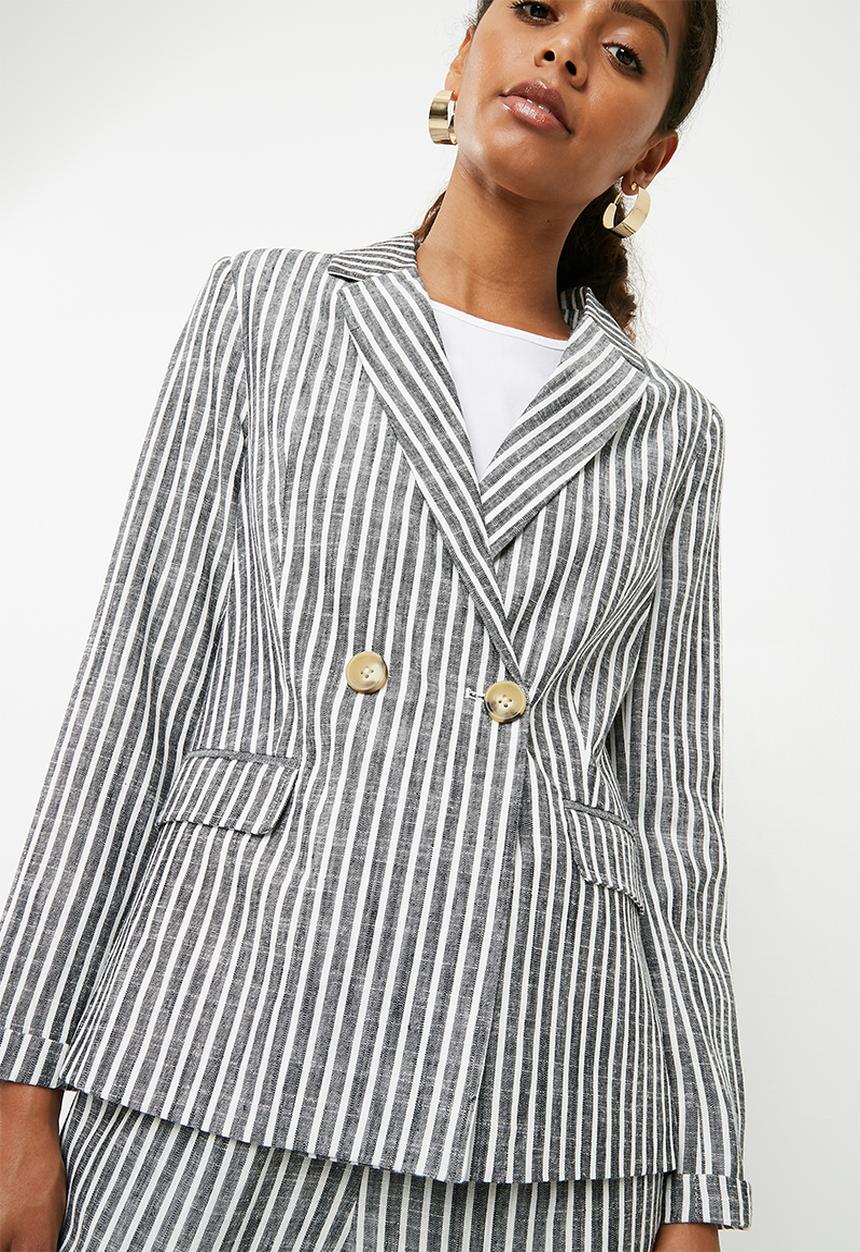 Superbalist - Linen blend suit blazer  - charcoal & white 