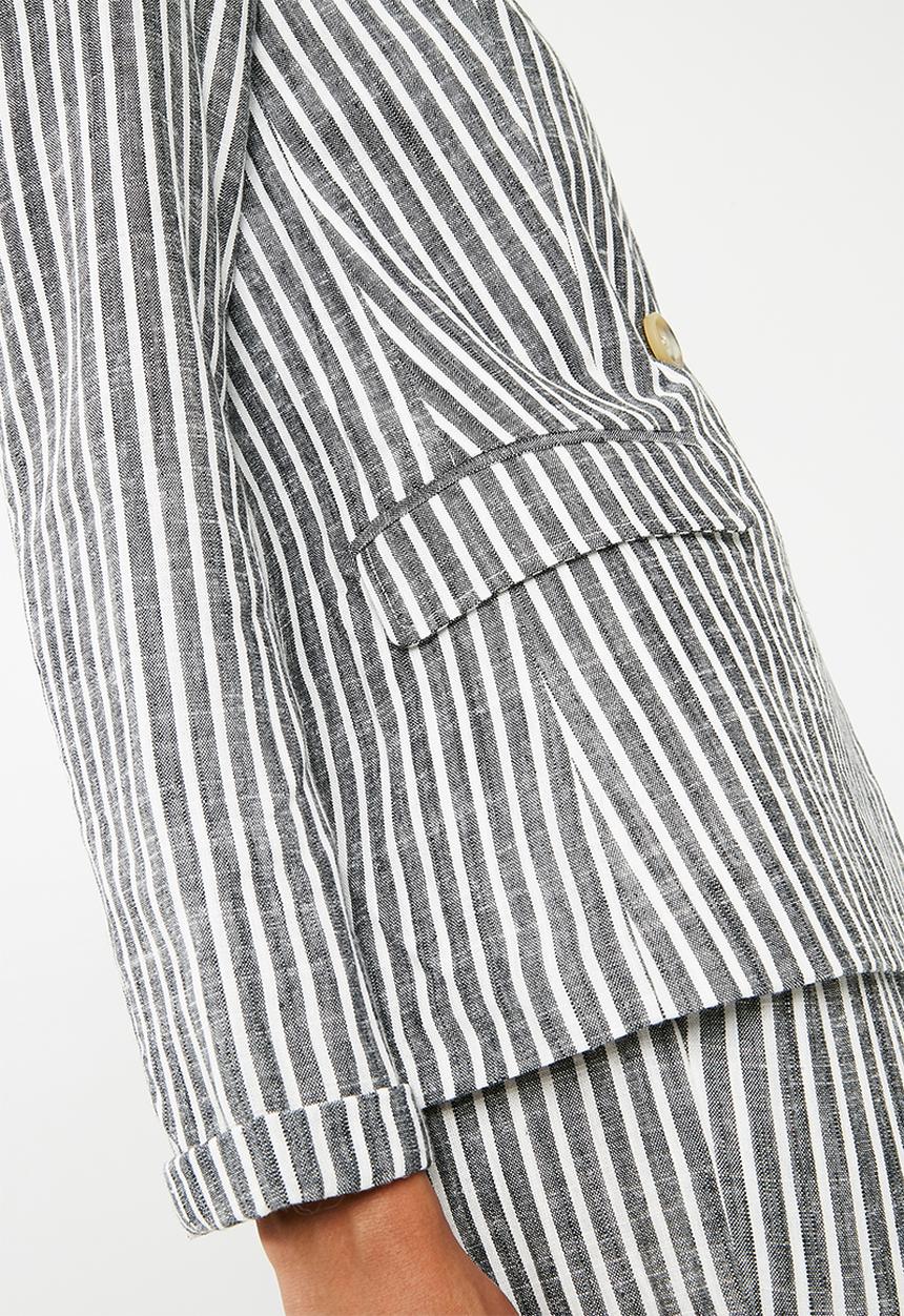 Superbalist - Linen blend suit blazer  - charcoal & white 