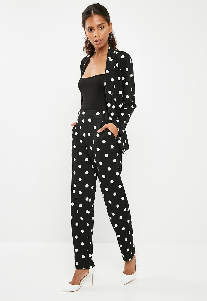 Superbalist - Spotted suit pant - black & white 