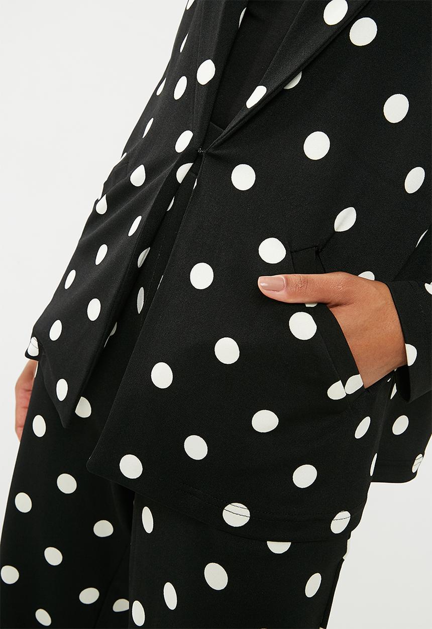 Superbalist - Spotted knit blazer - black & white 
