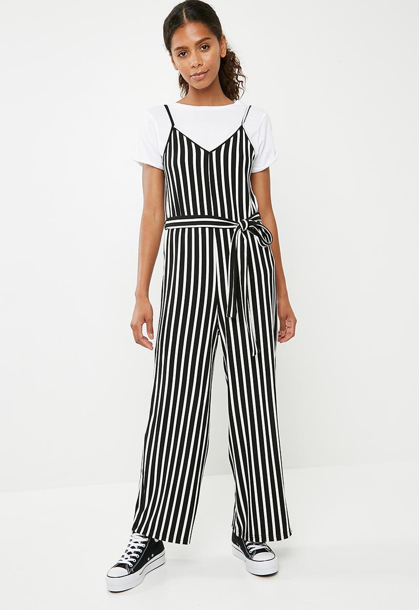 Superbalist - Culotte jumpsuit - black & white 