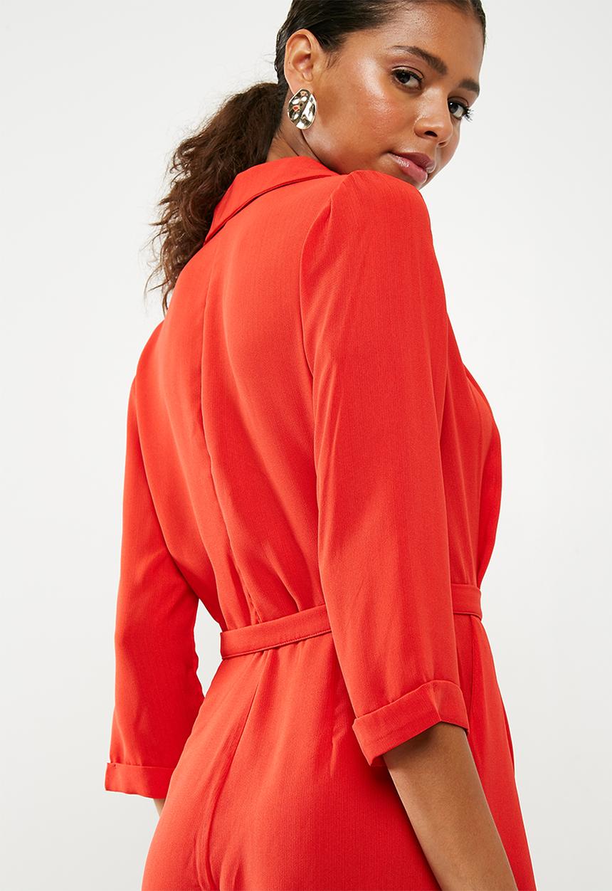 Missguided - Wrap blazer playsuit - red