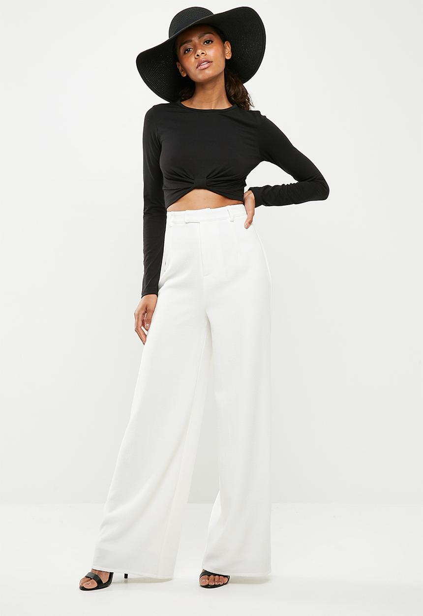 Missguided - Long sleeve knot crop - black
