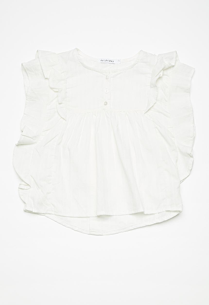 dailyfriday - Kids girls butterfly sleeve blouse - white 