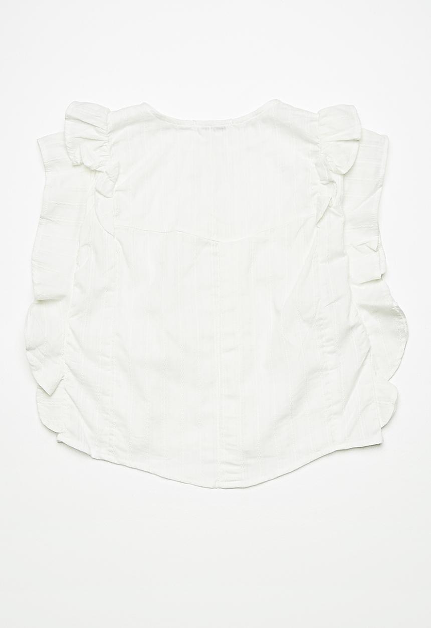 dailyfriday - Kids girls butterfly sleeve blouse - white 