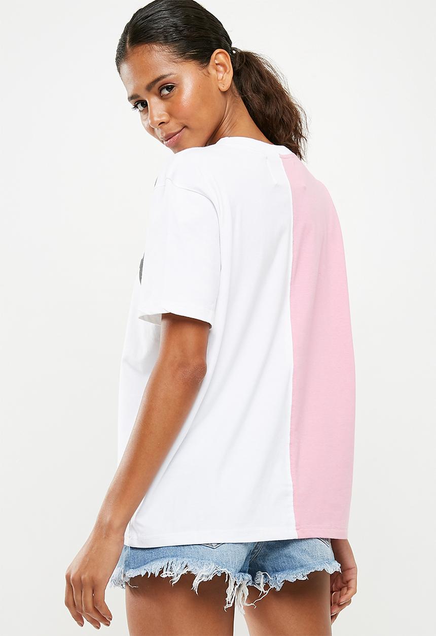 Missguided - Barbie spliced T-shirt - pink & white