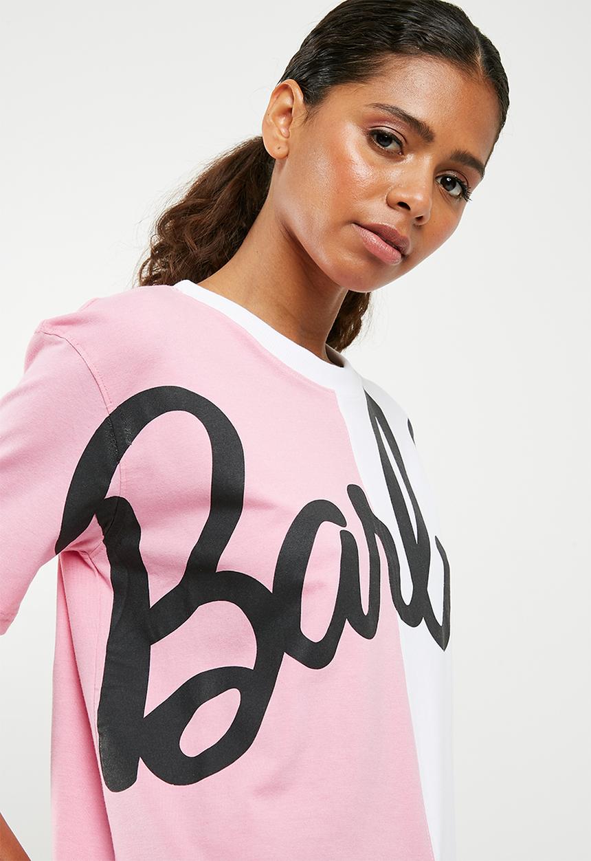 Missguided - Barbie spliced T-shirt - pink & white