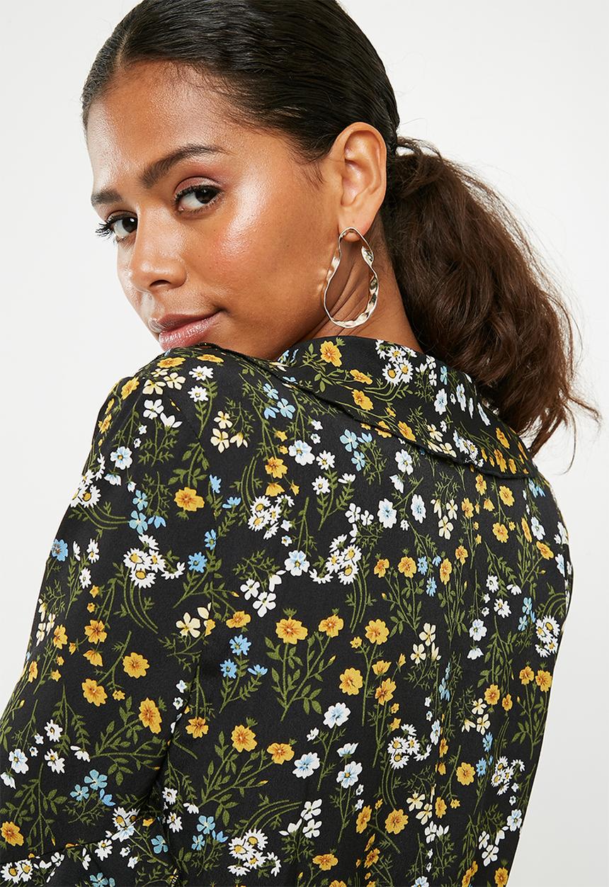 Missguided - Floral frill front wrap bodysuit - multi