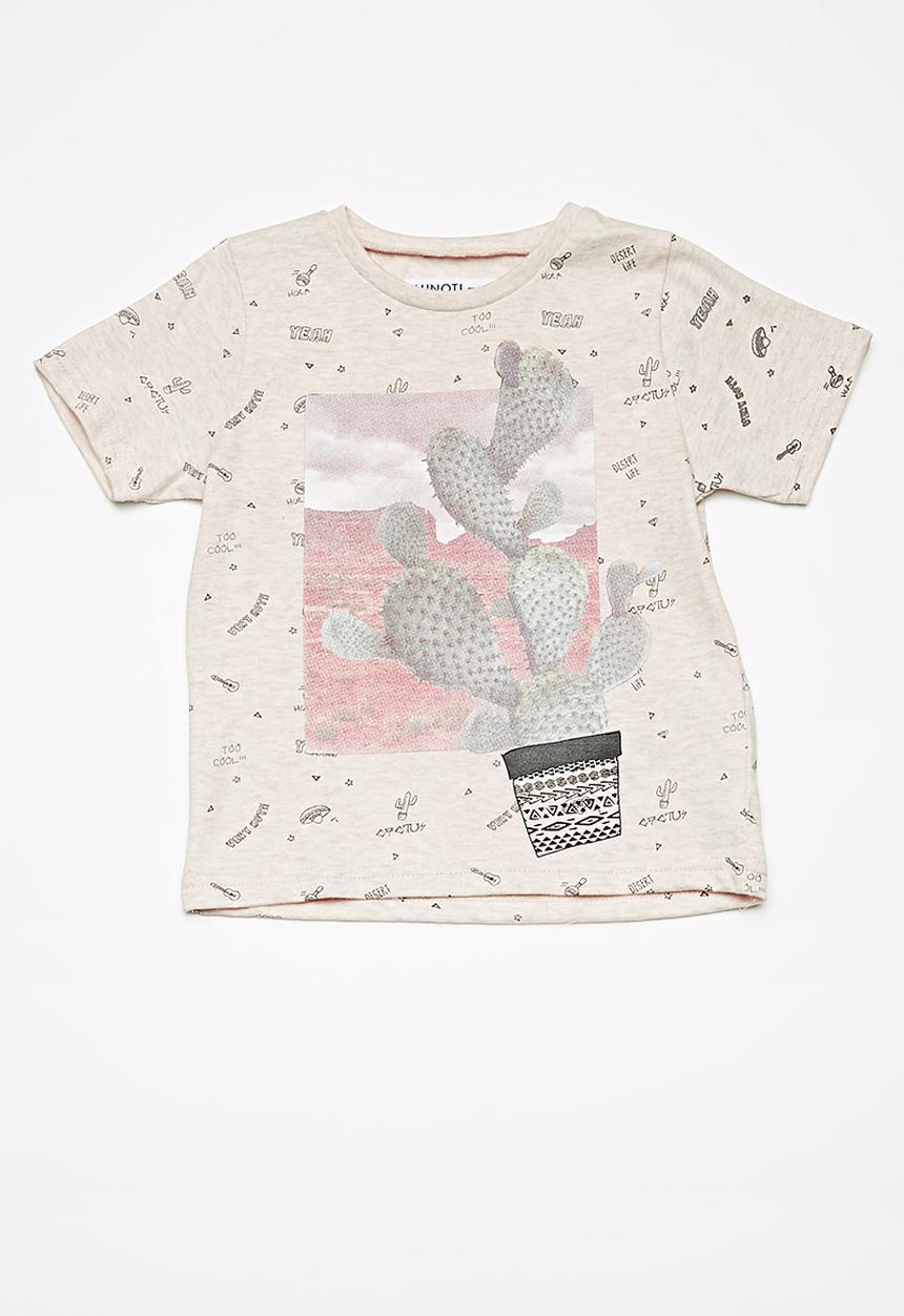 MINOTI - Kids boys marl AOP T-shirt - beige 