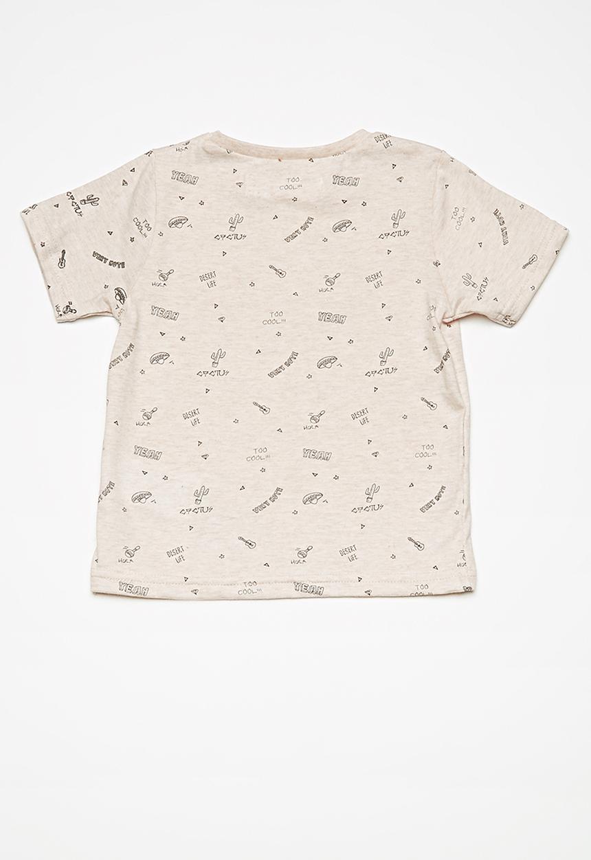 MINOTI - Kids boys marl AOP T-shirt - beige 