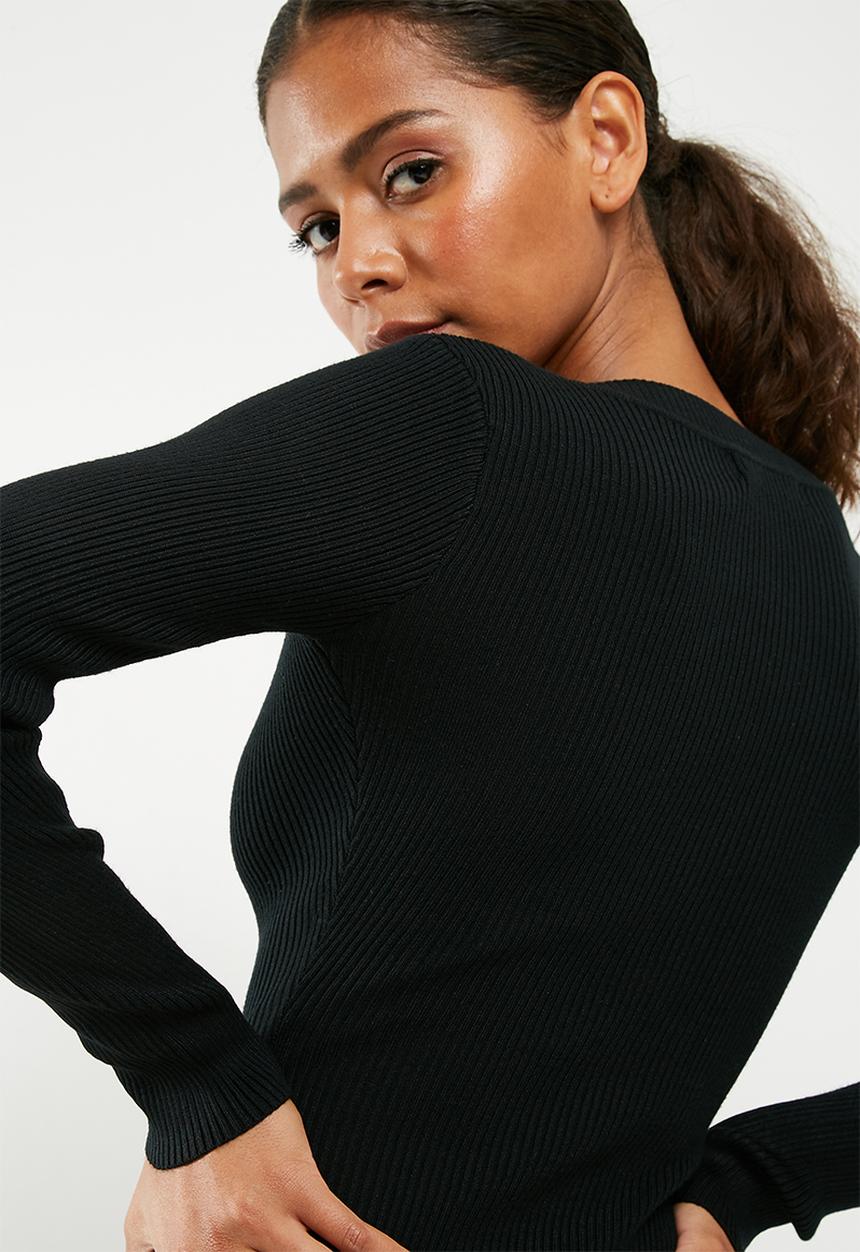 Missguided - Ultimate plunge knitted bodysuit - black 