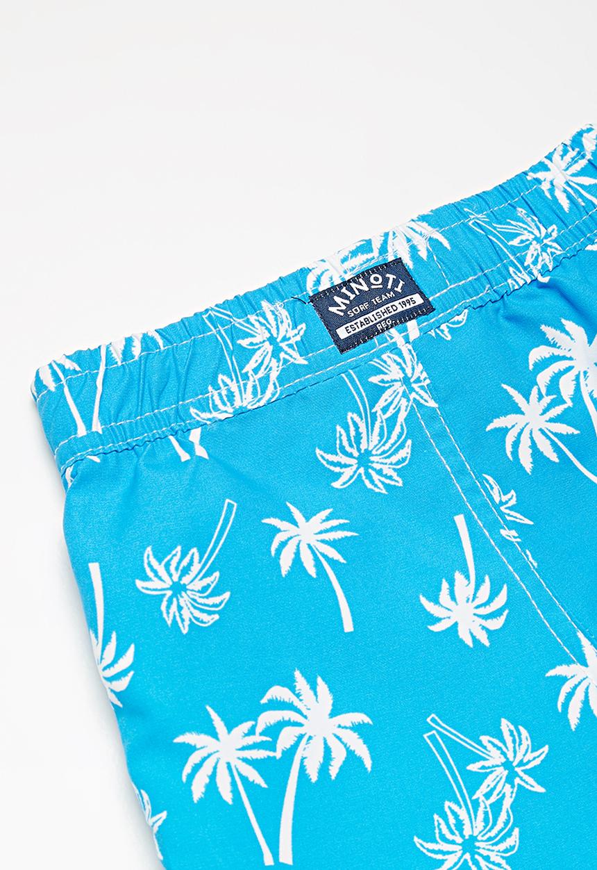 MINOTI - Kids boys palm tree swim shorts - blue & white 
