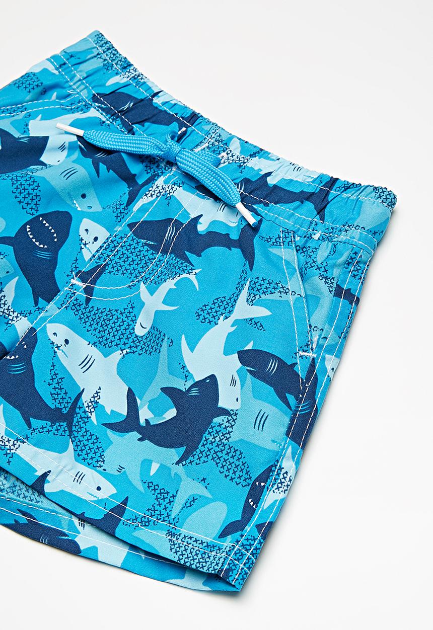 MINOTI - Kids boys shark swim shorts - blue 