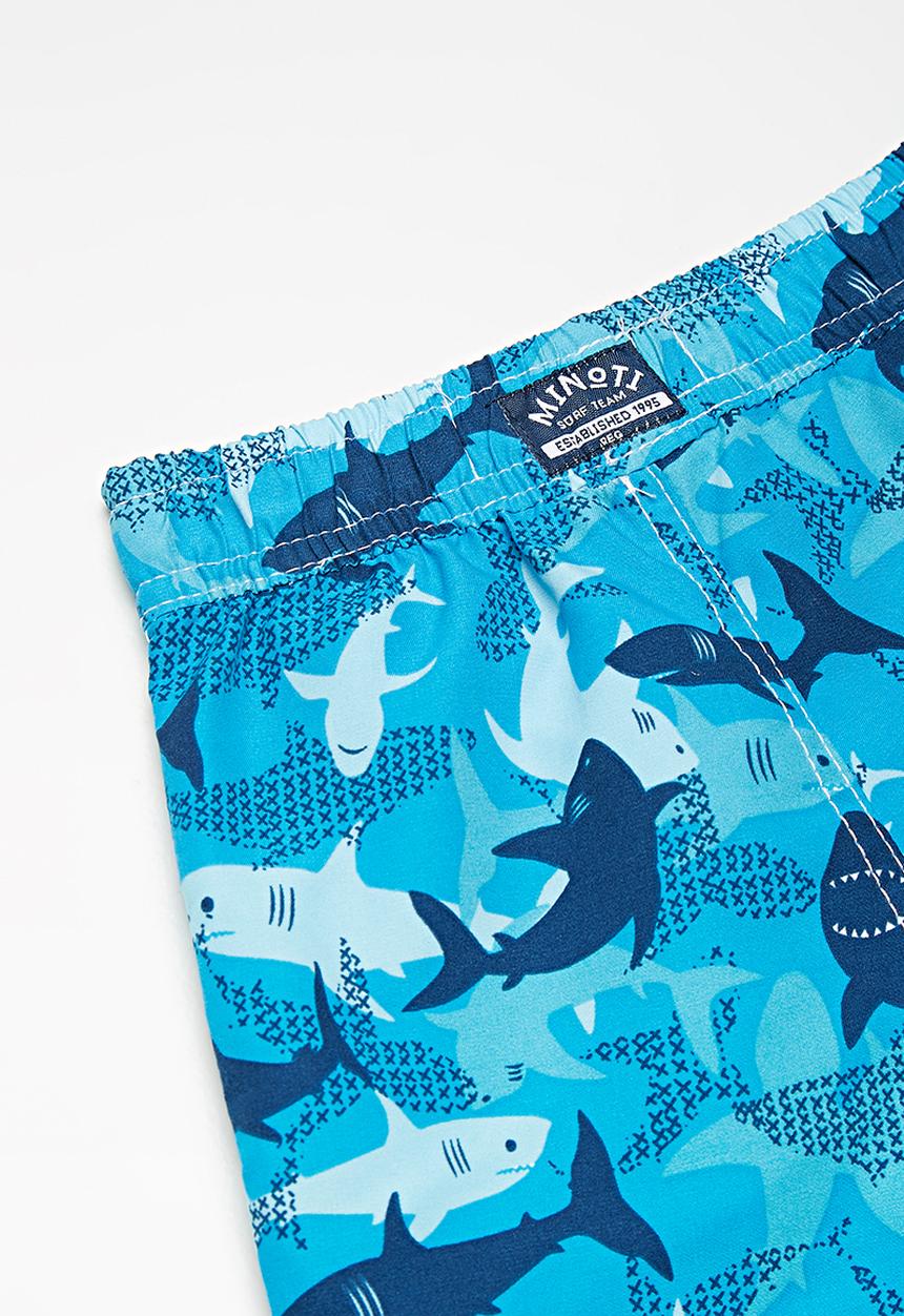 MINOTI - Kids boys shark swim shorts - blue 