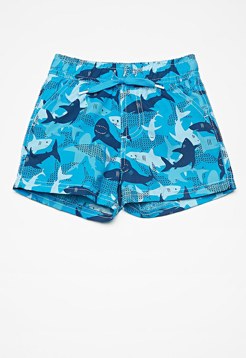 MINOTI - Kids boys shark swim shorts - blue 