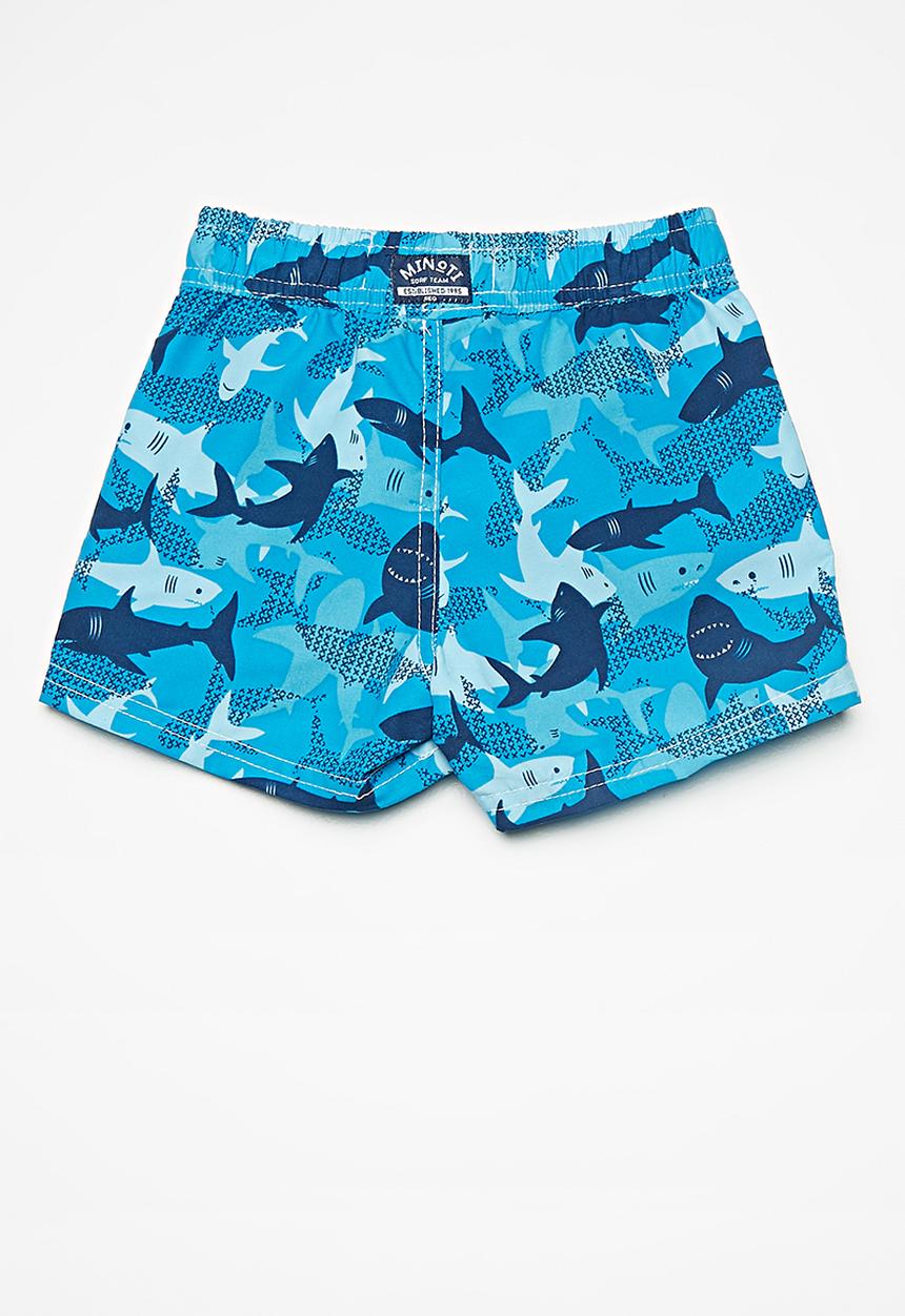 MINOTI - Kids boys shark swim shorts - blue 