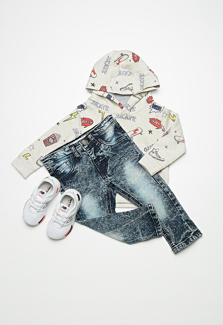 MINOTI - Kids boys acid wash denim jeans - blue 