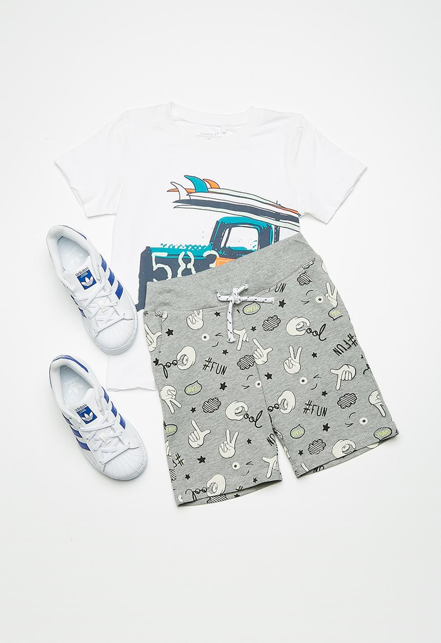 Name It - Boomy draw cord long shorts - grey 