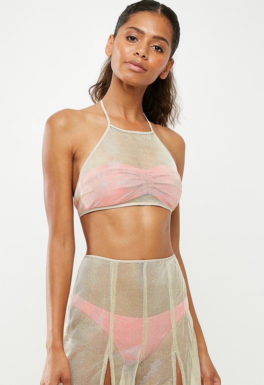 Missguided - Halter split leg top and pant set - gold