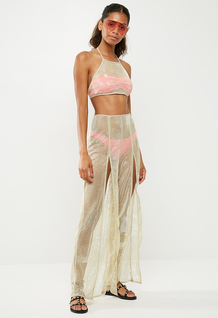Missguided - Halter split leg top and pant set - gold